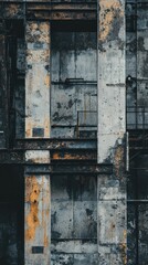 Crumbling Industrial Structure with Fragmented Concrete and Rust