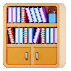 Bookshelf 3D Illustration