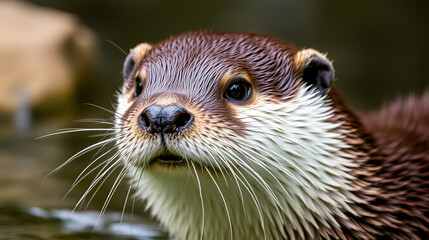 close up of a otter