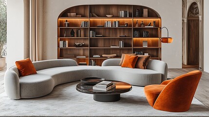 Modern Curved Sofa Living Room Interior Design