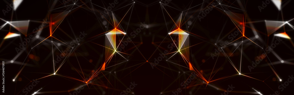 Leinwandbilder Abstract digital communication points. Technological background. Network connection structure. Color plexus effect. 3D