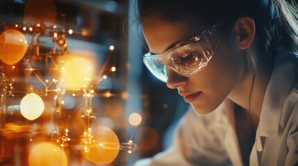 A software engineer testing quantum computing algorithms, a futuristic lab with a quantum processor glowing under ambient lights, High-tech style