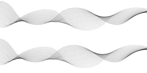 Abstract modern white and grey smooth light wave element stream white transparent background. Use for banner, template, wallpaper, frequency sound wave curve lines blend effect. 