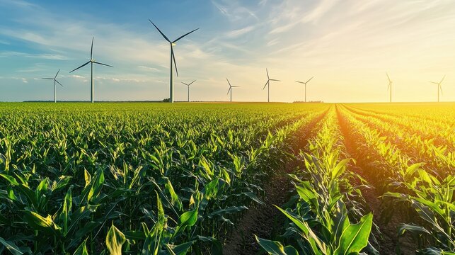 Exploring Sustainable Energy Through the Lush Corn Fields and Renewable Resources for Carbon Reduction