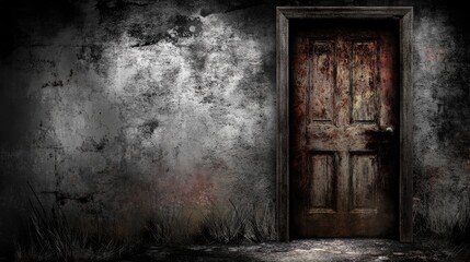Mysterious Old Door in a Spooky Setting