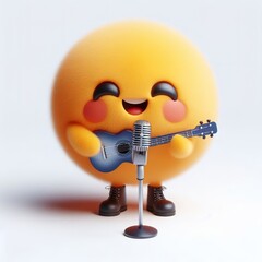 3d happy emoji as a singer on a white background