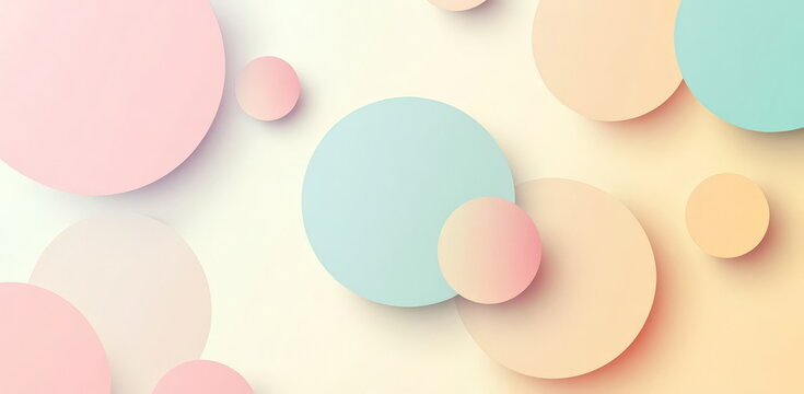 Minimalist background with a pastel pink, blue, and white gradient, featuring large, soft spheres.
