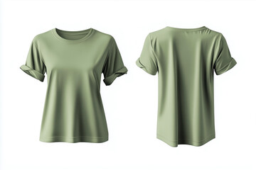 Rolled sleeve t-shirt mockup in sage green