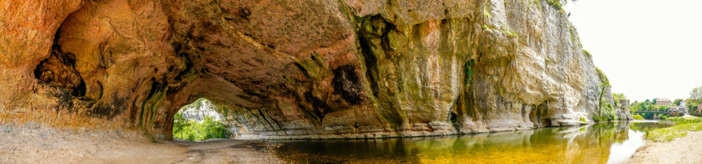 Rock cave formed by the river Nela in the village of Puentedey in the province of Burgos.