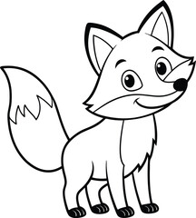 Cute Cartoon Fox Coloring Page for Kids