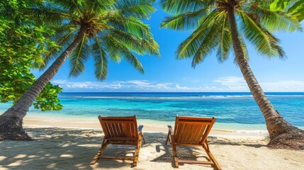 Paradise Beach Relaxation: Tropical Getaway Under Palm Trees