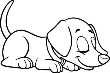 Cute Cartoon Dog Looking for Something on a Hill