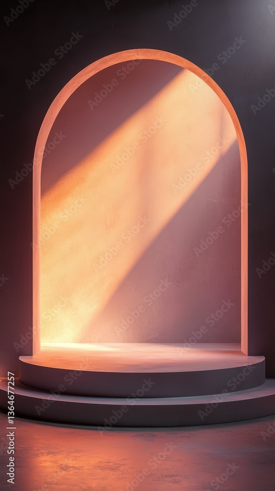 Poster modern minimalist empty stage with soft light and simple design