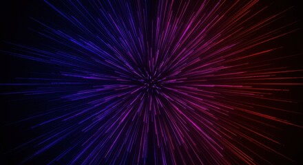 Abstract light explosion, blue and red streaks from a central point