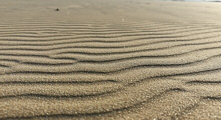 Rippled Sand Texture on Beach at Low Angle Close Up