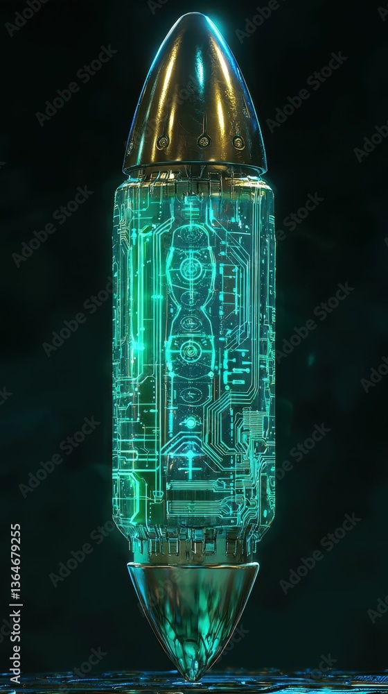 Aufkleber futuristic bullet with circuit patterns and glowing effects