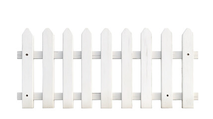 white garden fence on transparent background