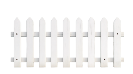 white garden fence on transparent background