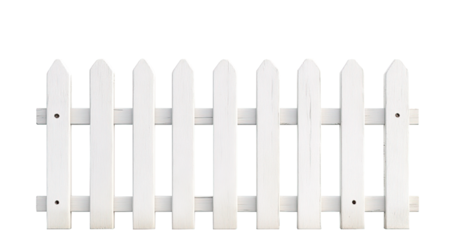 white garden fence on transparent background