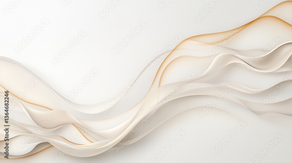 Aufkleber elegant abstract wave pattern with soft beige and white curves, offering a minimalist and stylish de