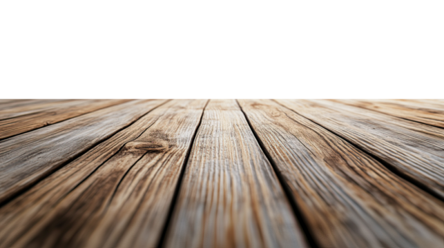 table top with wooden planks going into perspective with transparent background 