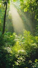 Obraz premium Lush Greenery Highlighted by Sunlight in a Serene Moment