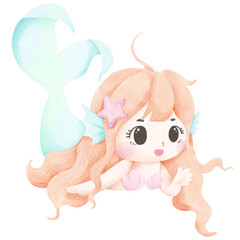 Cute Mermaid Character Illustration