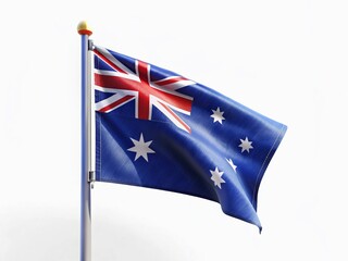 Fototapeta premium Miniature Australian Flag, Tilt-Shift Photo, White Background, Patriotism, National Symbol