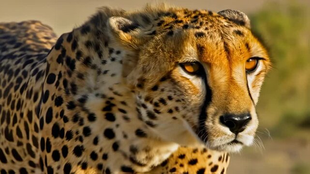 A magnificent cheetah sprinting at full speed across the vast Savannah. Suitable for marketing or business purposes