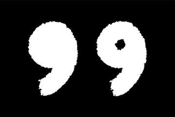 Doodle quotation mark by chalk. Hand drawn charcoal comma set for speech bubble. Vector crayon apostrophe icon for conversation. Sketch scribble sign. Punctuation symbol on blackboard