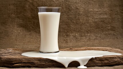 Spilled Milk Glass on Wood.