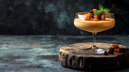 Decadent Glass of Creamy Dessert with Topping.