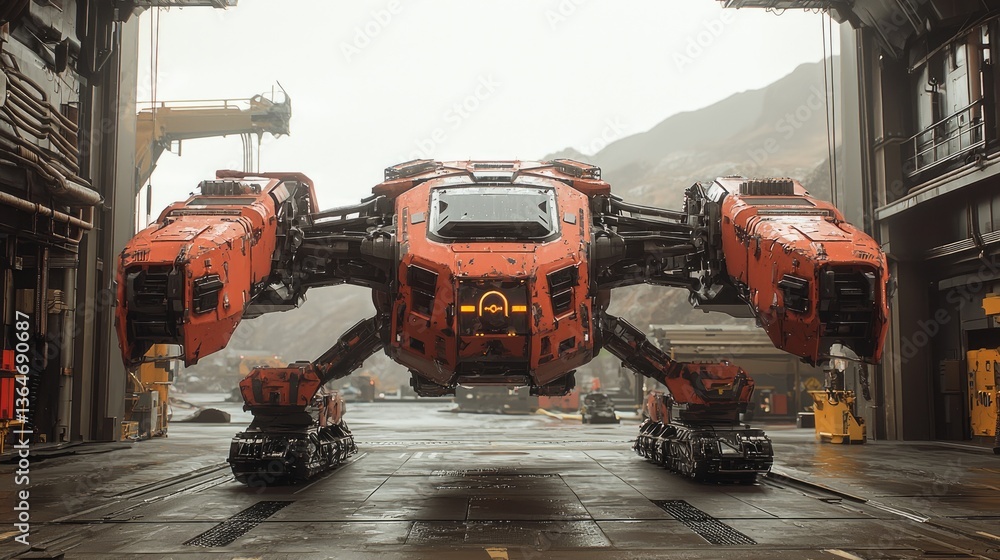 Aufkleber futuristic robotic machine in industrial setting illustrating advanced technology and adaptability o