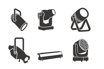Professional Stage lighting icon set