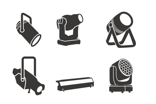 Professional Stage lighting icon set