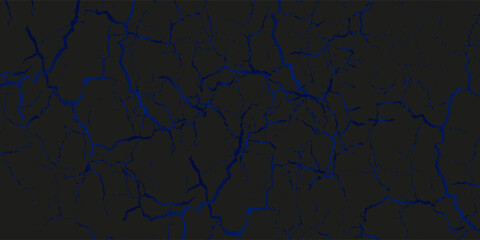 Dark cracked texture with deep blue glowing veins, resembling dried earth or fractured stone with an eerie, futuristic effect.