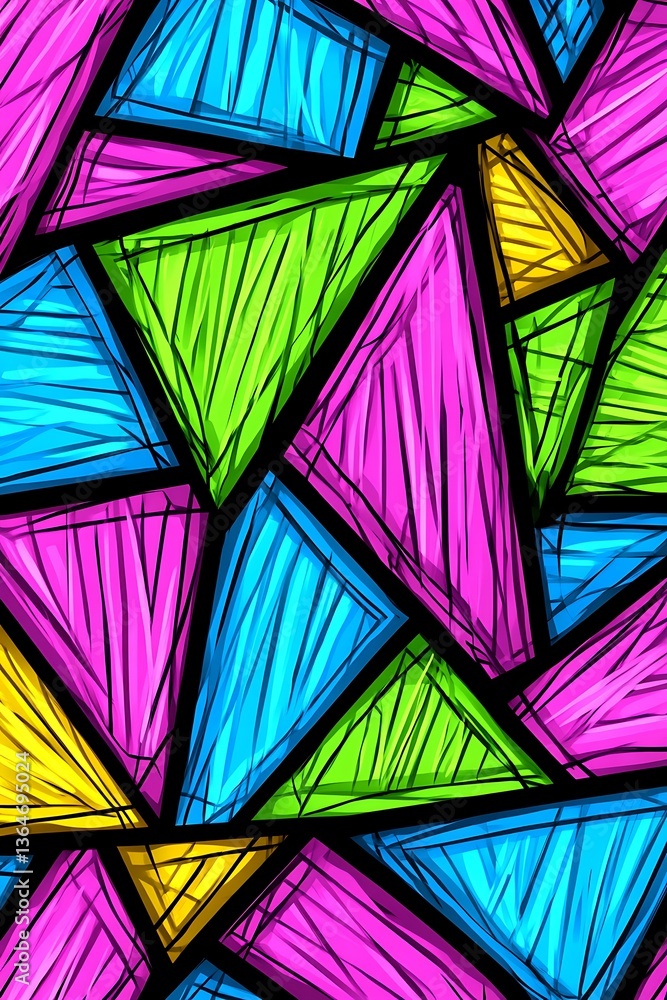 Poster vibrant kaleidoscope of geometric prisms with dynamic color gradients