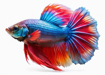 Fototapeta premium Vibrant Betta Fish in Colorful Aquarium - Stunning Fin Detail Stock Photo