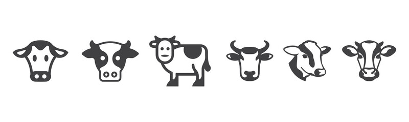 Cow Icons Silhouette Vector Set