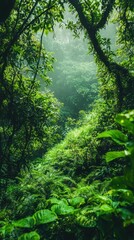 Fototapeta premium Lush Greenery with Vibrant Multi-layered Canopies in Forest Setting