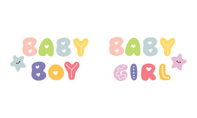 Cute text decoration baby boy and girl