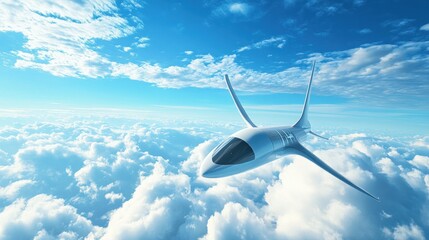 Futuristic Air Vehicle Above Clouds