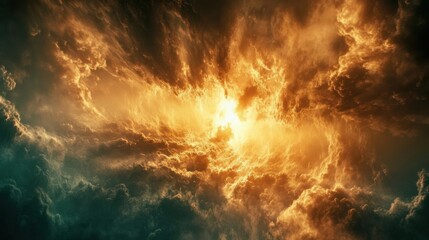 Fiery Clouds Exploding Sky