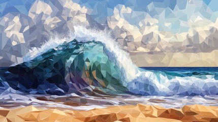 Ocean Wave Crashing on a Sandy Shore