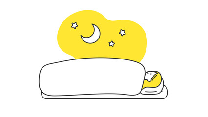 睡眠：布団で横になって眠る女性