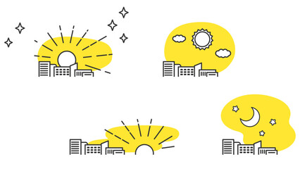 朝・昼・夕方・夜の風景