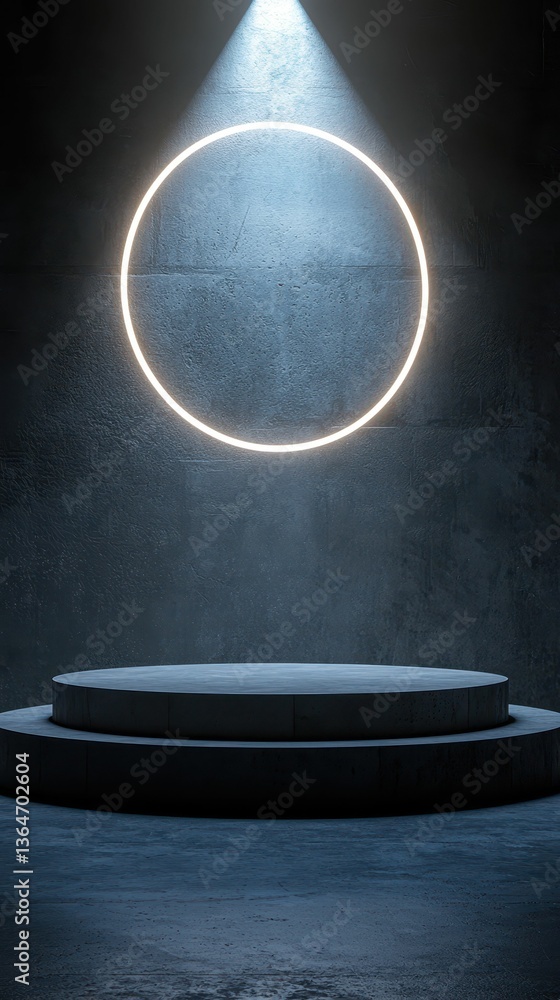 Aufkleber minimalist stage podium with light circle on empty background