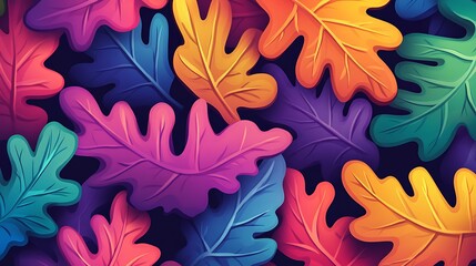 Colorful Oak Leaves Pattern. (3)