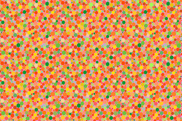 ランダムな円のシームレス模様 オレンジ 緑 赤 グレー