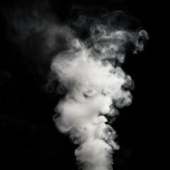 White Smoke Swirling on Black Background